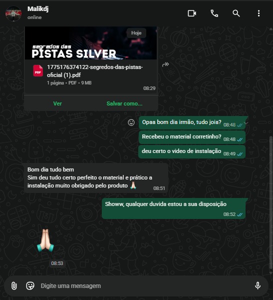 Conversa no WhatsApp com Malikdj